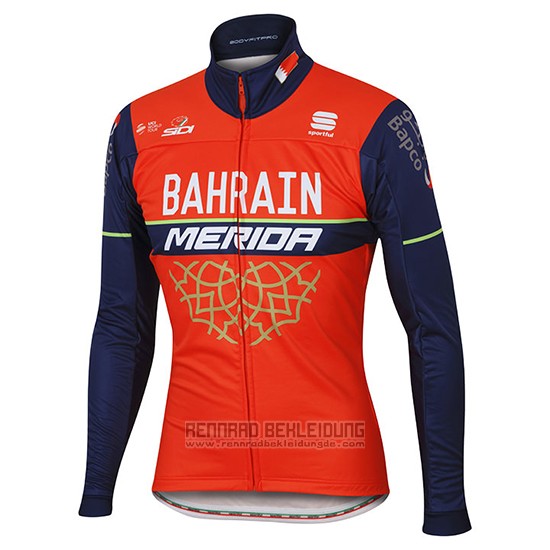 2017 Fahrradbekleidung Bahrain Merida Rot Trikot Langarm und Tragerhose - zum Schließen ins Bild klicken